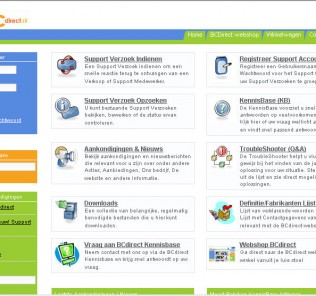 bcdirect frontpage van de supportcentrum support desk