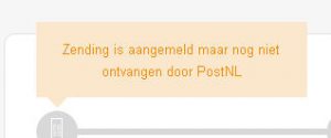 Zending is aangemeld maar nog niet ontvangen door PostNL 